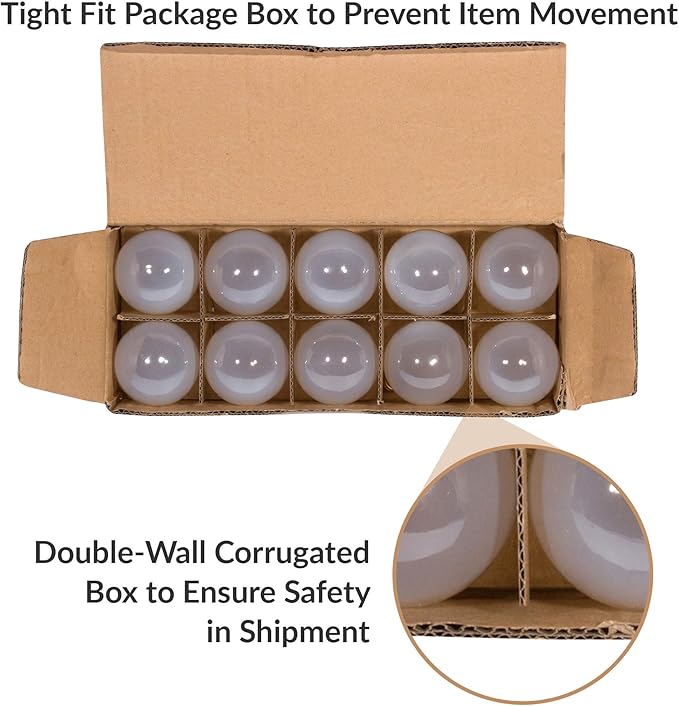 Simba Lighting Small Globe G16.5 Round Bulb 25W E12 Candelabra Base (10 Pack) for Chandelier, Ceiling Fan, Decorative Vanity Lights, Sconce, Aromatic Wax Warmer, Frosted Glass 120V, 2700K Warm White