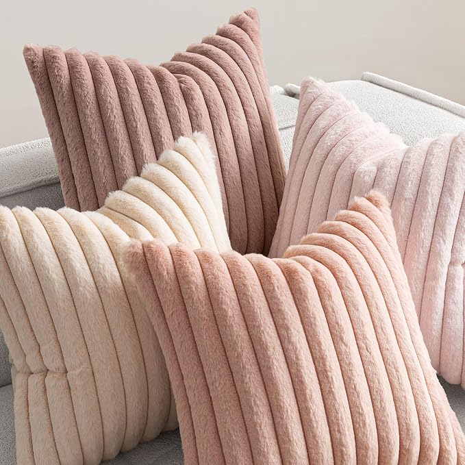 MIULEE Faux Fur Plush Decorative Throw Pillow Covers 20x20, Soft Cute Romantic - Image 5