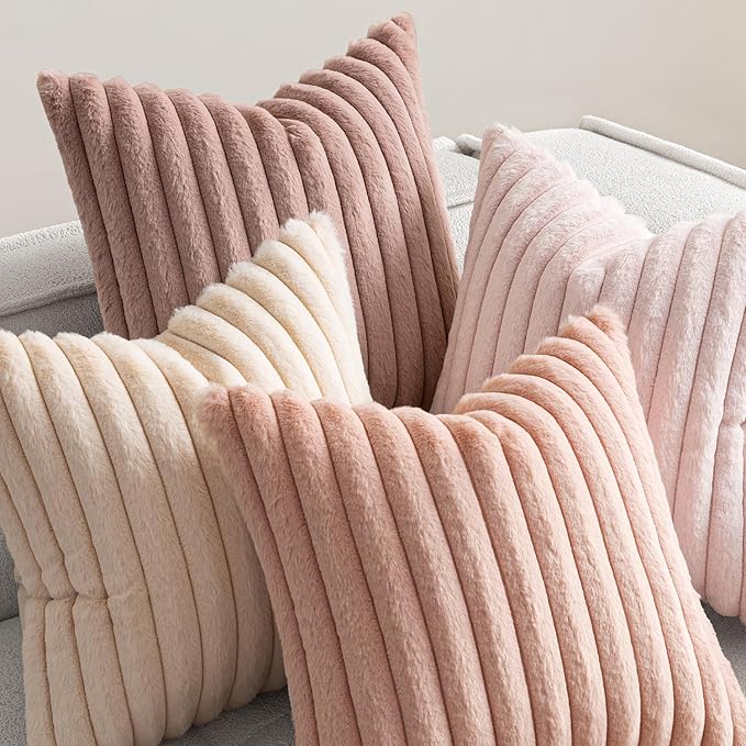 MIULEE Faux Fur Plush Decorative Throw Pillow Covers 18x18, Soft Cute Romantic - Image 6
