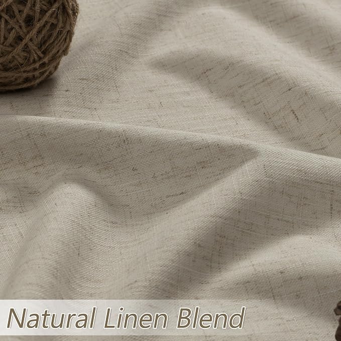 100% Blackout Linen Curtains for Bedroom 96 inches Long, Thermal Insulated Room - Image 3