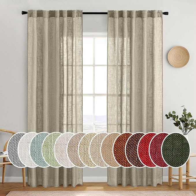 MIULEE Oatmeal Linen Curtains 52x84 Inch 2 Panels by MIULEE