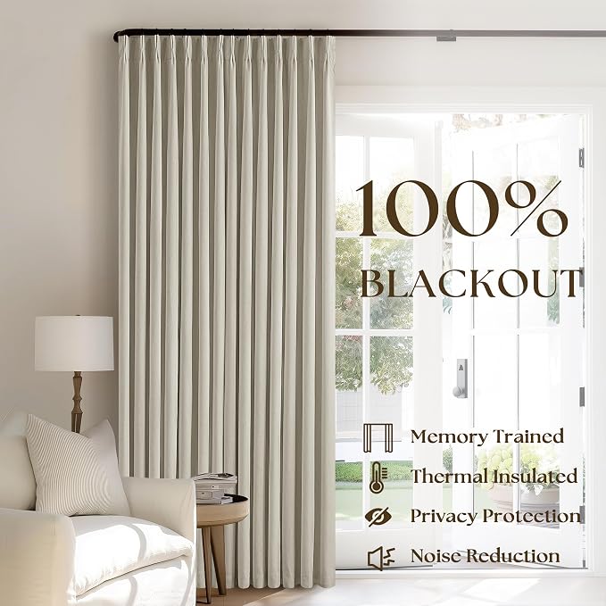 Oatmeal Linen Blackout 120 Inch Curtains - Image 3
