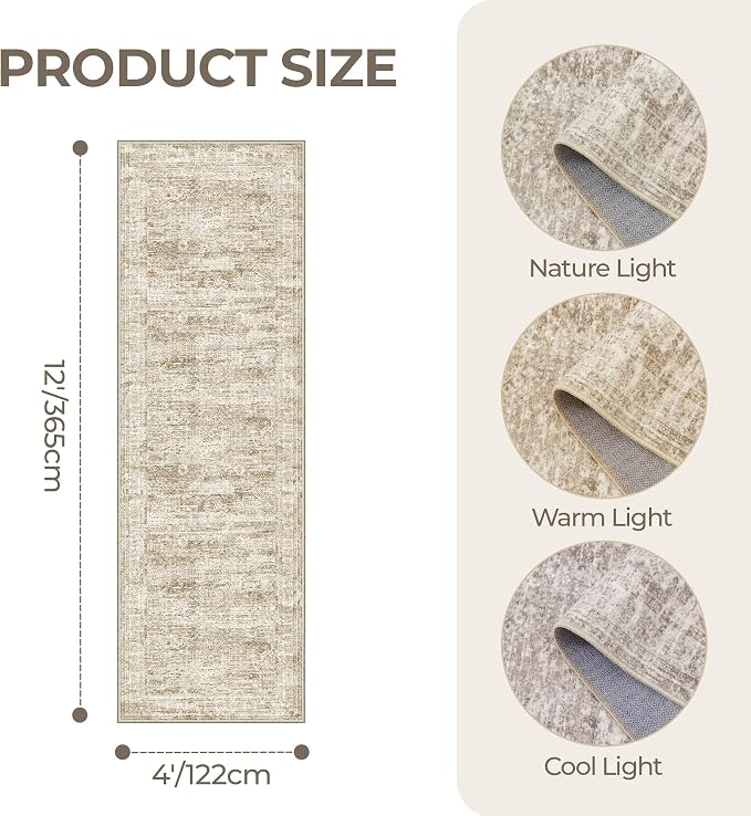 4x12 Runner Rug Non Slip, Washable Hallway Runner Rug, Nursery Room, Soft - Image 2