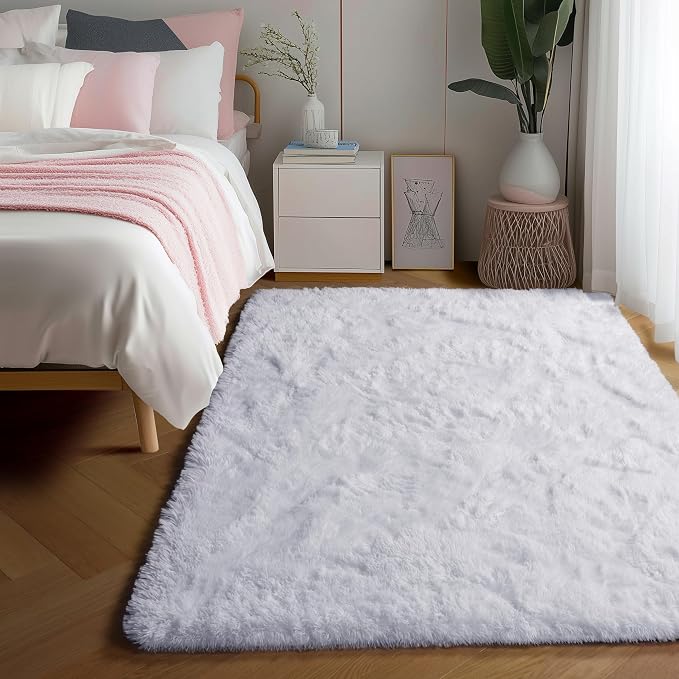 Soft Comfy White Area Rugs for Bedroom Boys Living Room Fluffy Furry Carpet - Image 2