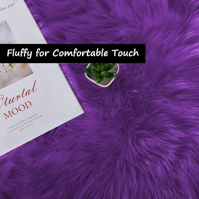Goolela Purple Area Rug 5x7 Fluffy Fuzzy Furry Carpet - Image 5