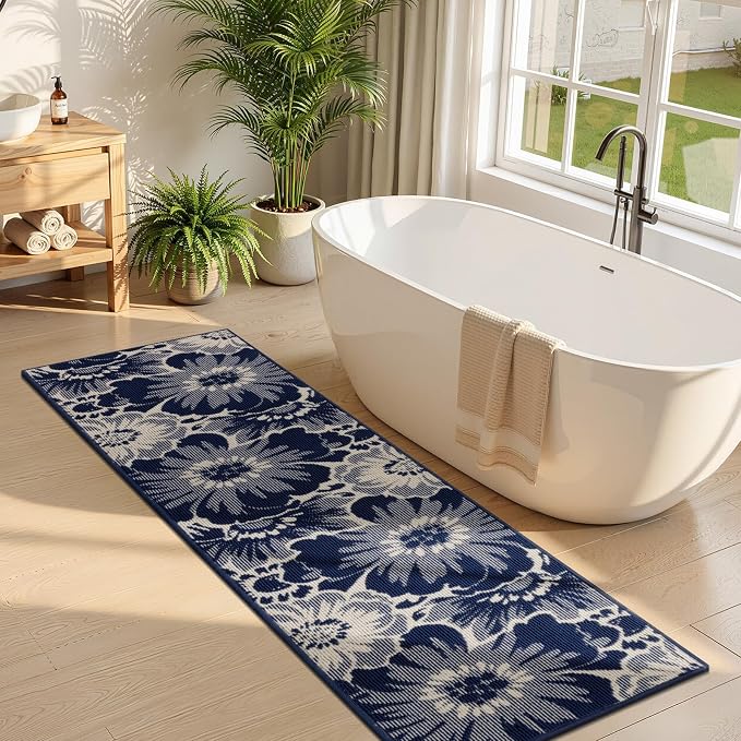 Findosom Hallway Runner Rug 2x8, Non Slip High-Low Textured Floral Washable - Image 8