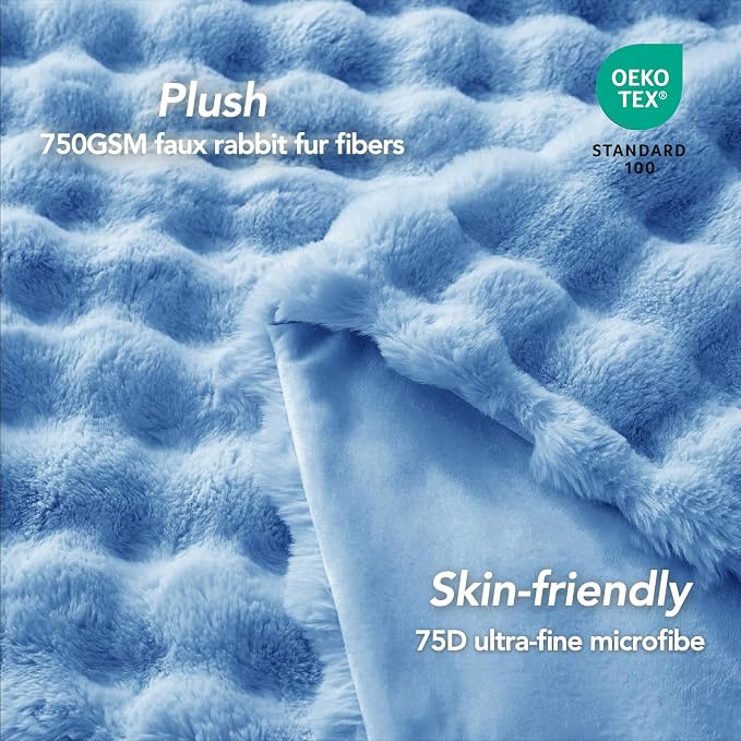 L'AGRATY Faux Rabbit Fur Throw Blanket - Image 4
