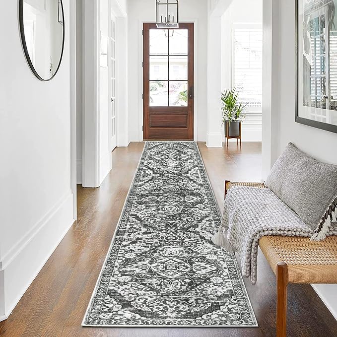 HEBE Hallway Runner Rug 2'x8', Washable Non Slip Kitchen Rug Runner | Soft Boho - Image 7