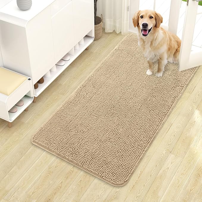 OLANLY Dog Door Mat for Muddy Paws 40x24, Super Absorbent Chenille Mud Mat | by OLANLY