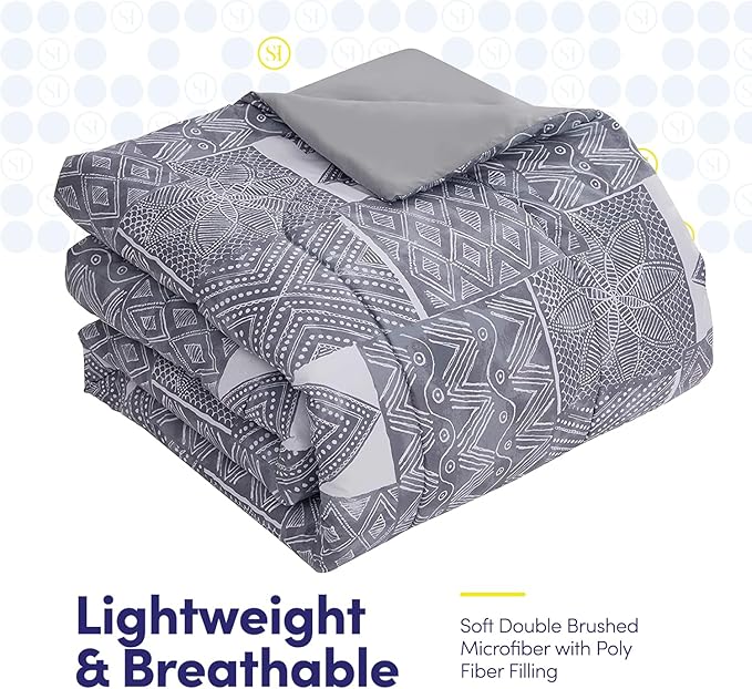 Sweet Home Collection 7 Piece Comforter Set Bag Solid Color All Season Soft Down Alternative Blanket & Luxurious Microfiber Bed Sheets, Tulsa, Queen