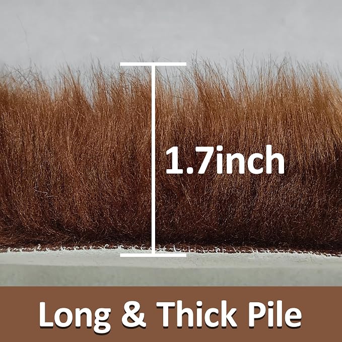 1.3ft Small Round Brown Rug, Thick Furry Fluffy Carpet - Image 2