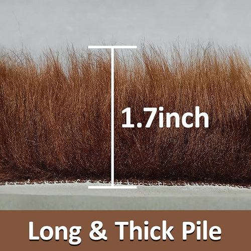 1.3ft Small Round Brown Rug, Thick Furry Fluffy Carpet - Image 2