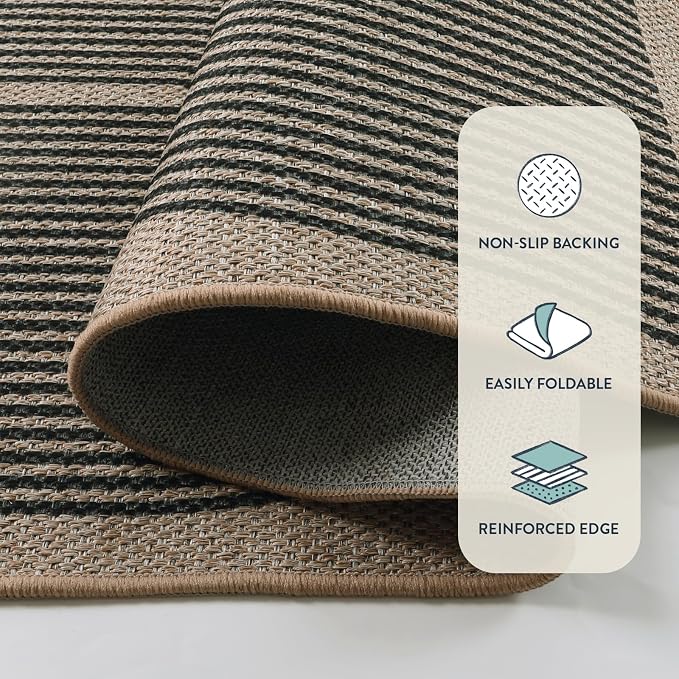Lahome Modern Rainbow Easy Jute 9x12 Rug, Large Non Slip Indoor Outdoor Rug | - Image 4