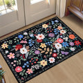 PLHXFR 2x3 Small Entryway Rug: Floral Washable Indoor Soft Carpet Black | by PLHXFRSoftAreaRugs