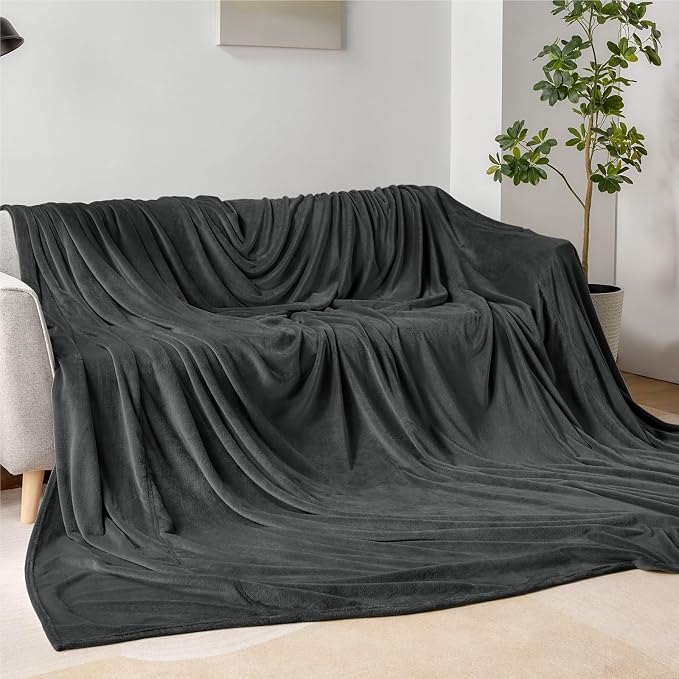 BEDELITE Fleece Blanket Soft Oversized Bed Blanket Charcoal Grey 120"x120" | - Image 3