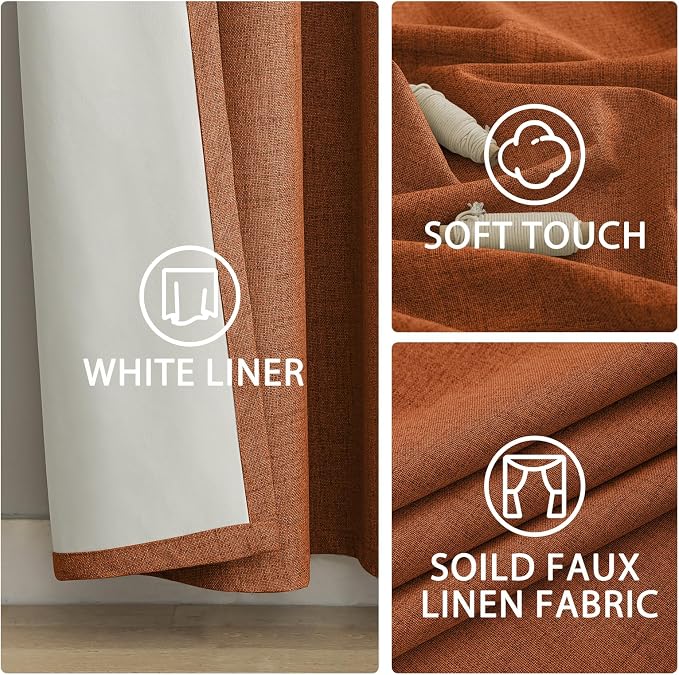 Yakamok Burnt Orange Linen Curtains 84 Inches Long - Image 6