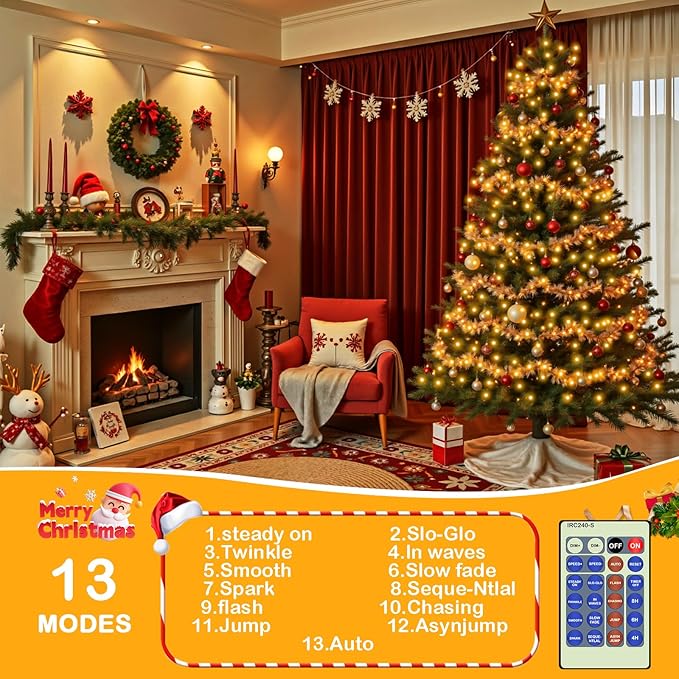 Decute 164FT 500LED Christmas Fairy String Lights Dimmable with Remote Control Copper Wire Starry Lights with UL Cerficated Decorative for Party Wedding Bedroom Christmas Tree Warm White