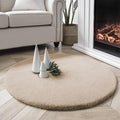 Ashler Faux Fur Rug, Ultra Soft Faux Rabbit Fur, 3 x 3 Feet Round, Machine by AshlerHomeDeco
