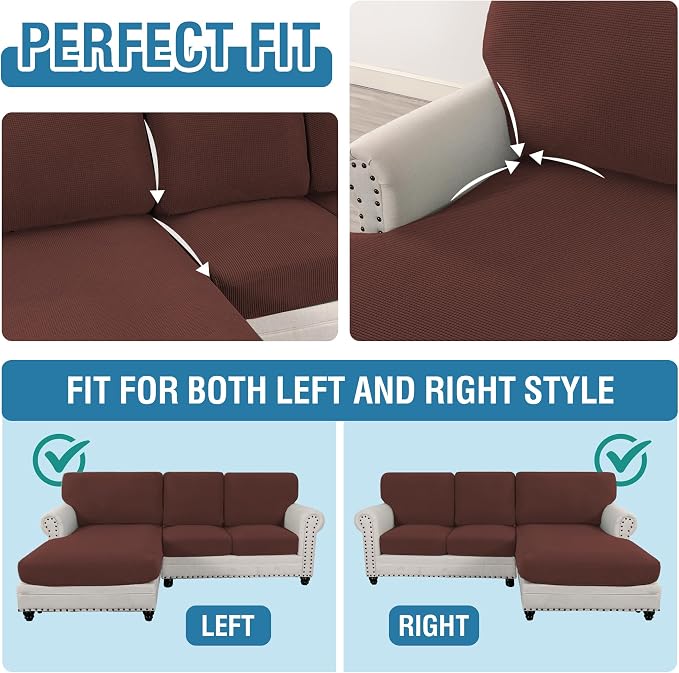 H.VERSAILTEX Sectional Couch Covers 3 Pieces Sofa Seat Cushion Covers L Shape - Image 5