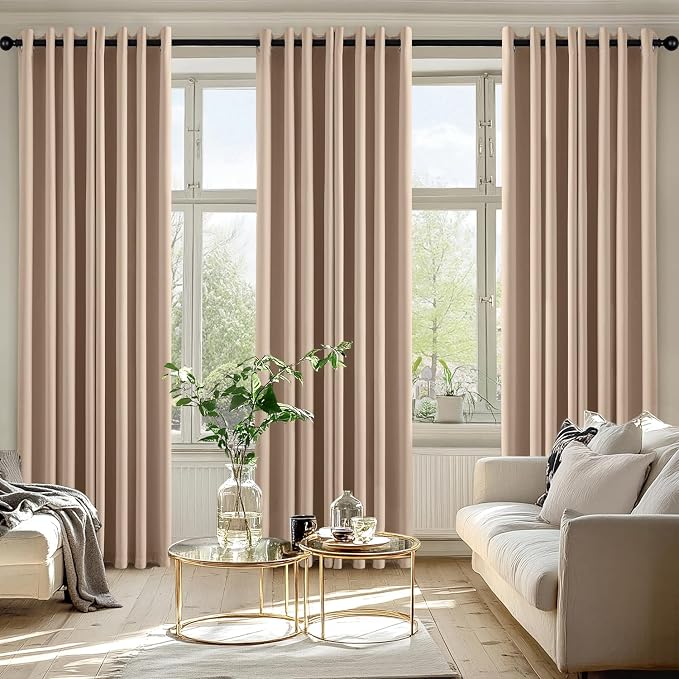 MIULEE Blackout Curtains for Bedroom 2 Panels 50 x 84 Inch Long Beige | Thermal - Image 6