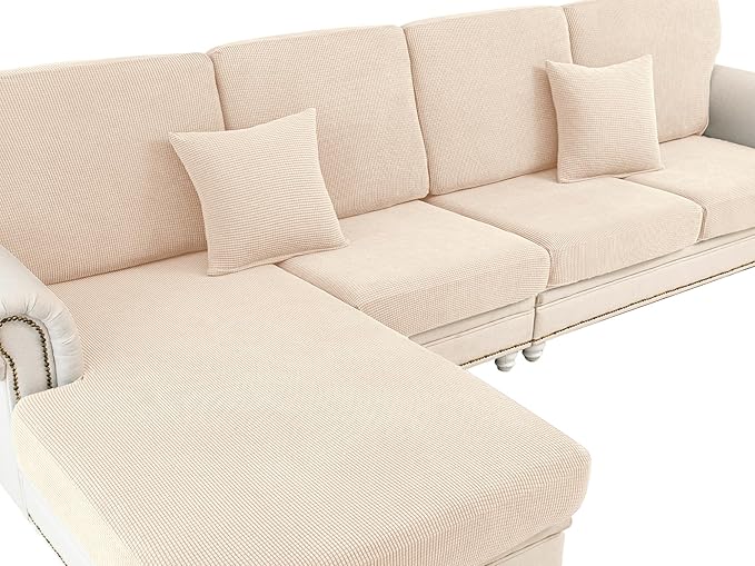 LA MEACK Couch Cushion Covers for Sectional Sofa L Shape Washable Separate Seat by LA+MEACK