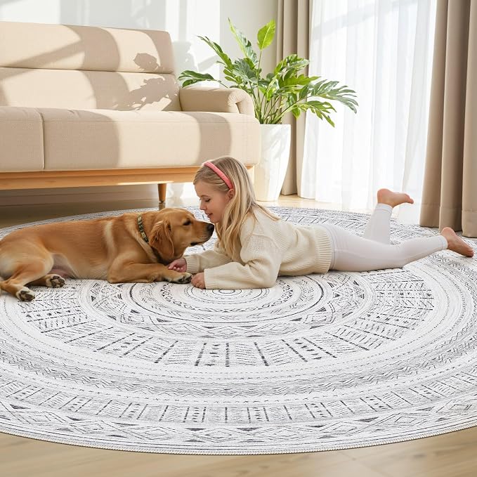 cotiled 8x8 Round Rug 8ft Circle Living Room Boho Area Rugs | Solve Modern - Image 7