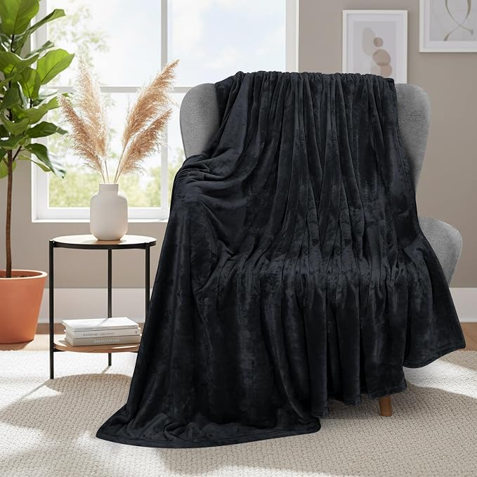 Utopia Bedding Ultra Soft Fleece Bed Blanket Throw Size Black | Microfiber - Image 2