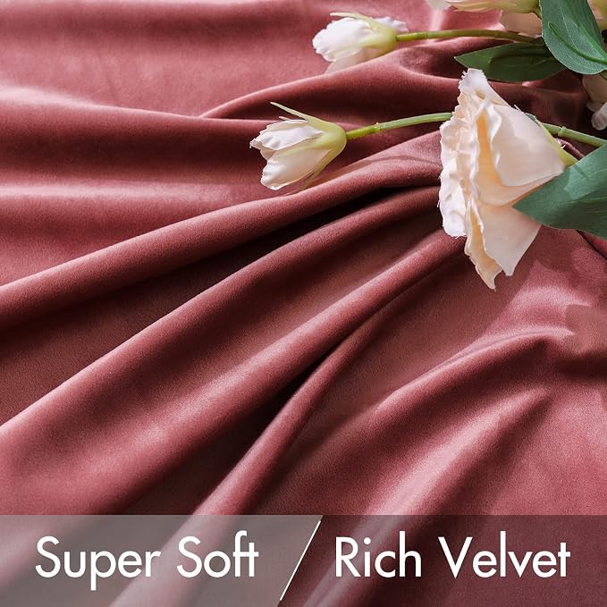 MIULEE Velvet Blackout Curtains 52x84 inches 2 Panels Dusty Rose Pink | Luxury - Image 4