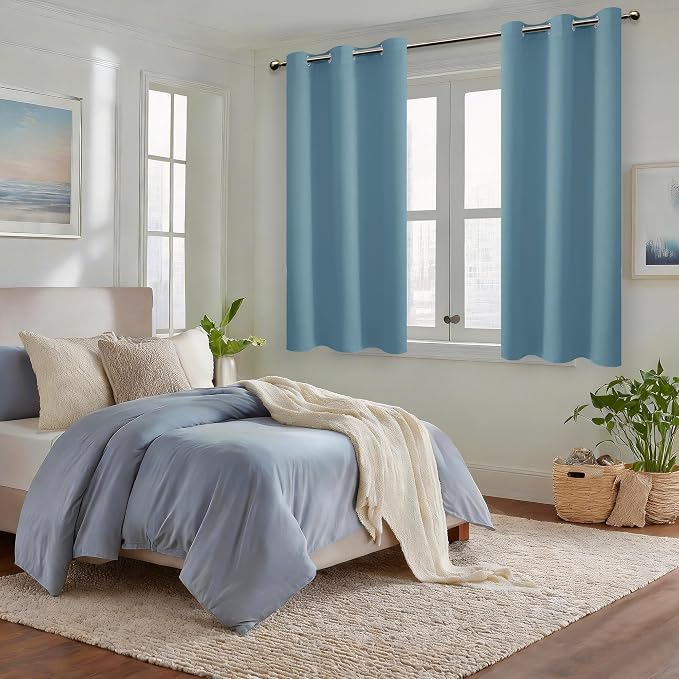 Blackout Curtains for Bedroom, Stone Blue, 42 x 54 Inch, 2 Panels | Thermal - Image 6