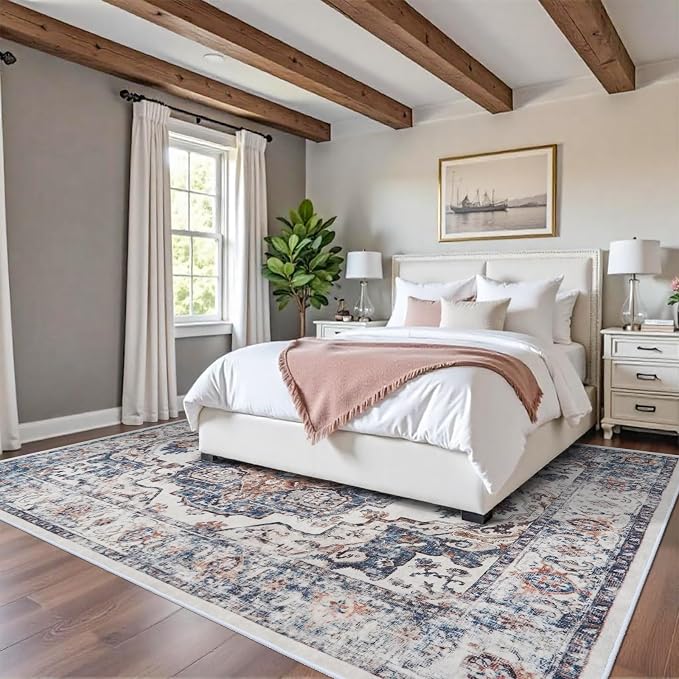 Washable 8x10 Living Room Rug: Oriental Water Resistant Rugs - Image 3