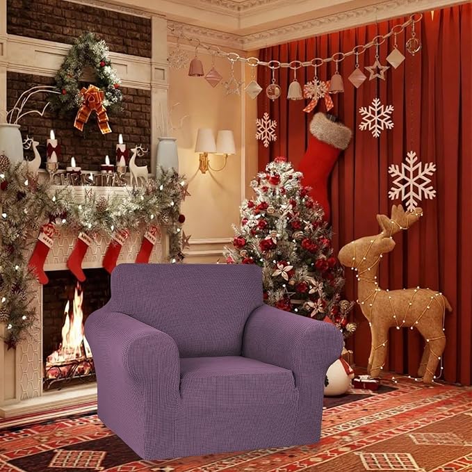 Stretch Chair Sofa Slipcover, Single Couch Cover, Dark Purple | 1-Piece - Image 2