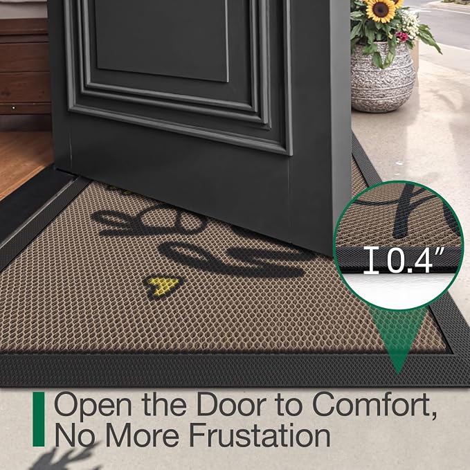 LUMI Outside Welcome Door Mat 36x59, Non-Slip Durable Rubber Easy Clean | Bee - Image 3