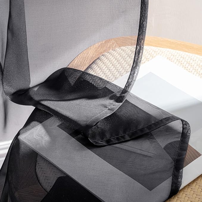 MIULEE Black Sheer Curtains 72 Inches Long 4 Panels 54 x 72 Inches | Light - Image 7