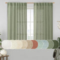 Semi Sheer Linen Curtains 45 Inches Long 2 Panels by LAMIT