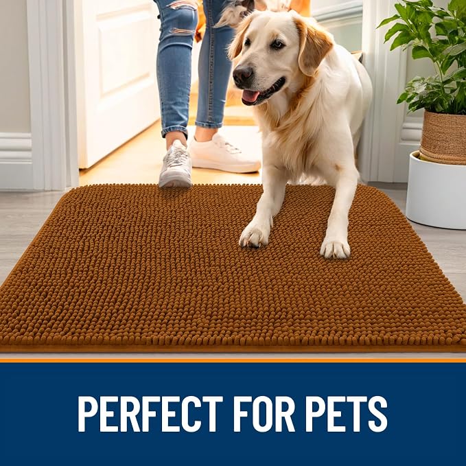 OLANLY Dog Door Mat for Muddy Paws 35x24, Super Absorbent Chenille Mud Mat | - Image 6