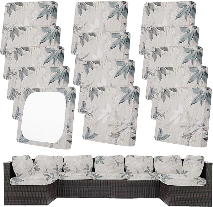 14Pcs Patio Cushion Covers, Outdoor Stretch Cushion Covers, Washable | Stretch by Unknown