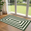 Front Door Mat Indoor Entrance 2x4.3 Modern Green White Striped Rug | Washable by Othilic