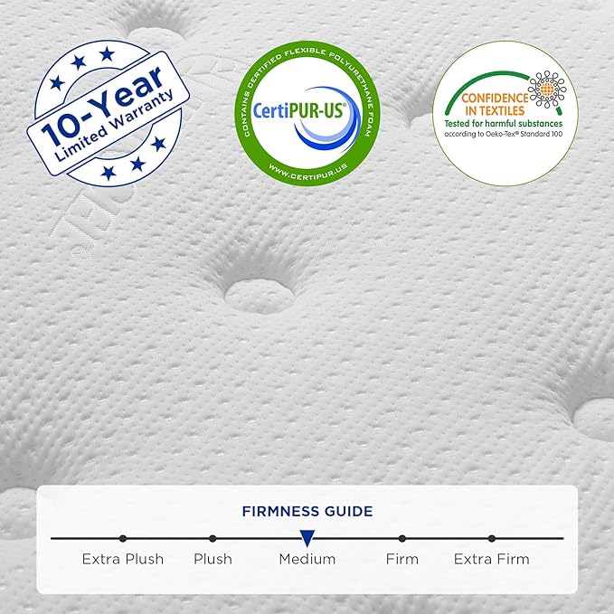 Full Mattress,9.8 Inch Hybrid Mattress in a Box with Gel Memory Foam,Motion Isolation Individually Wrapped Pocket Coils Mattress,CertiPUR-US.