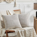 Fancy Homi 2 Packs Neutral Grey Decorative Throw Pillow Covers 22x22 Inch by Fancy+Homi