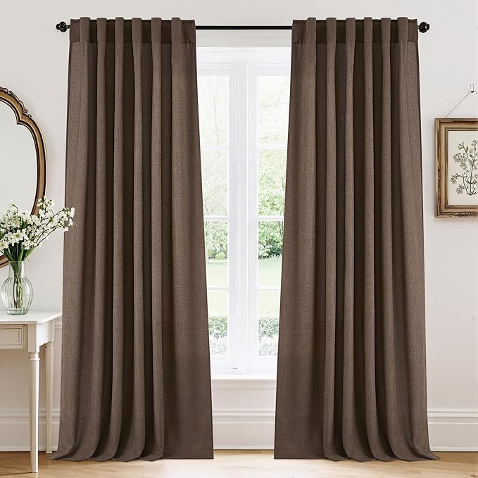 RYB HOME Farmhouse Boho Linen Sheer Curtains 90 inches Long by RYBHOME