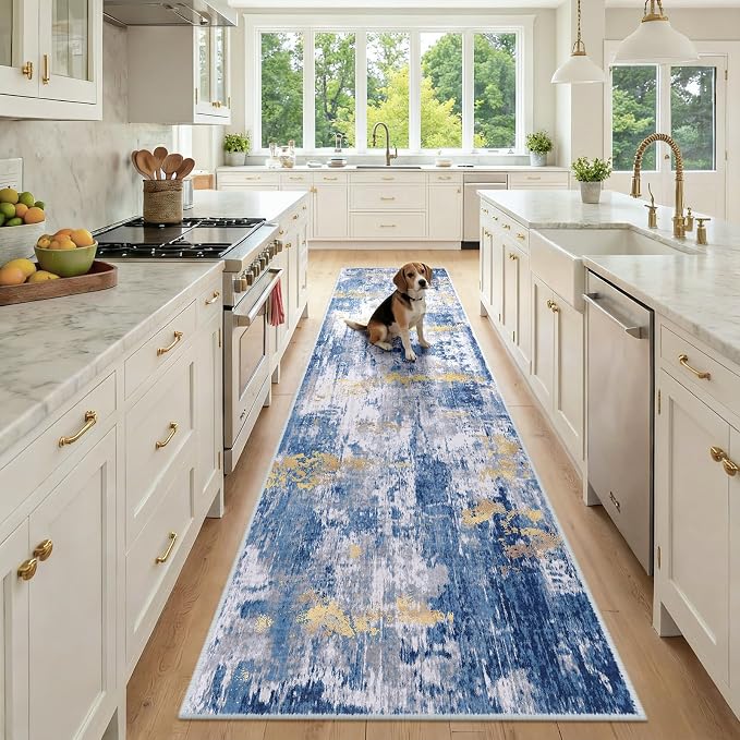RELEANY Washable Runner 2'6"x10' Abstract Area Rug by RELEANY