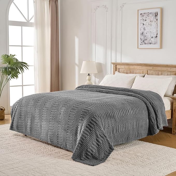 60x80 Inch Grey Twin Blanket - Image 6
