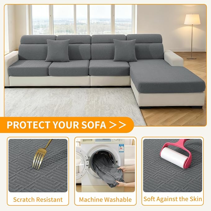 XINEAGE Couch Cushion Covers Seat Cushion Cover Thick Stretch Sofa Slipcovers 2 - Image 6