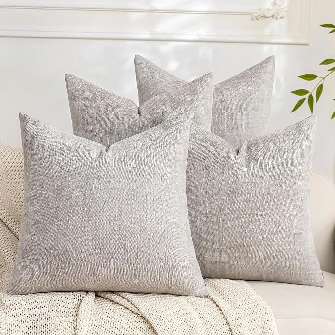 Set of 4 Soft Textured Decorative Throw Pillow Covers 24x24 Inch Cozy Farmhouse by Cozoomy