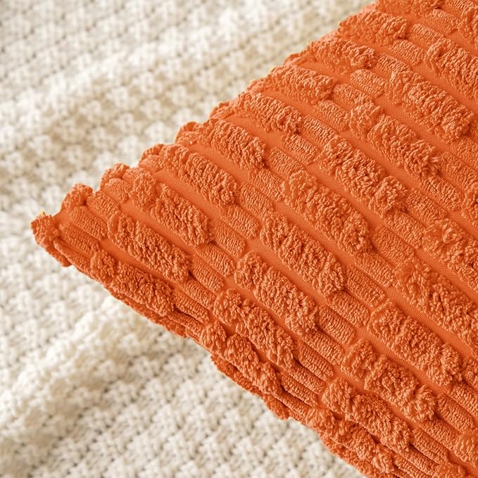 MIULEE Fall Corduroy Decorative Throw Pillow Covers 20x20 Orange Pack of 2 | - Image 2