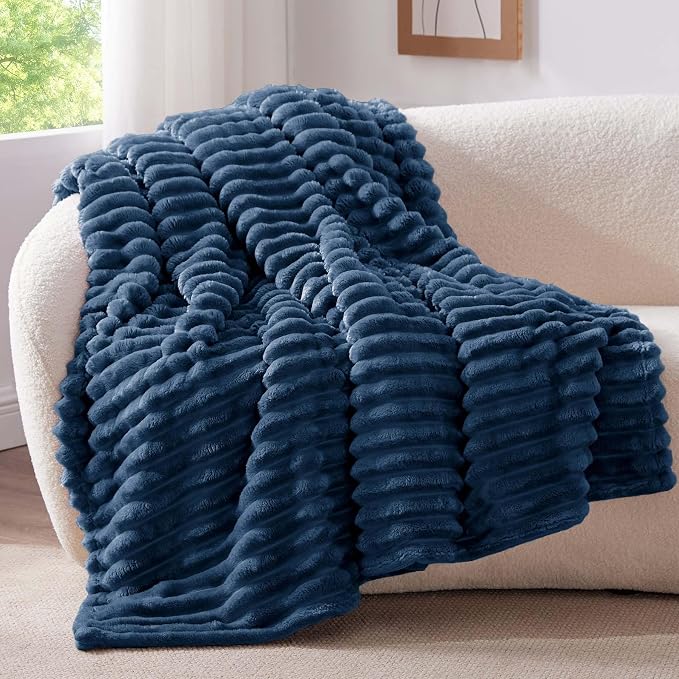 BEDELITE Ribbed Fleece Throw Blanket - Image 2