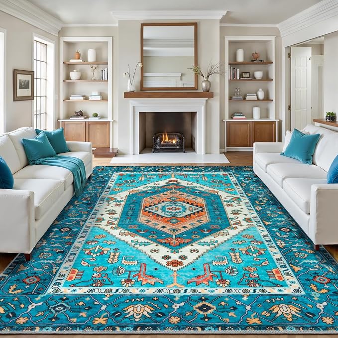 SERISSA 9x12 Washable Non Slip Boho Area Rug by SERISSAHomeDecorCollection