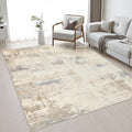 Area Rug Living Room: 4x6 Modern Washable Soft Carpet Beige Brown | by FXRHLP