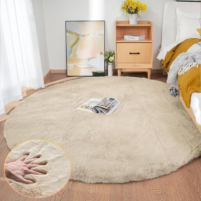 ORINOVA Round Rugs 8ft Shag Washable Fluffy Area Rugs - Image 3