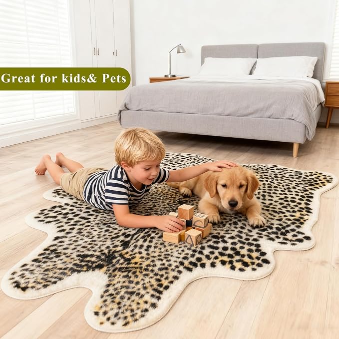 Leopard Print Rug, Cheetah Rugs 5.2x6.8ft Large Faux Cowhide Hide Skin Rug - Image 7